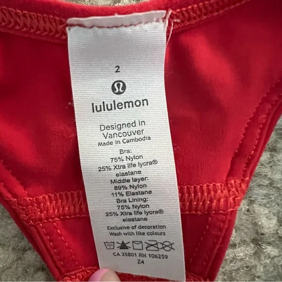 Lululemon Strong Identity Logo Carnation Red Bra - Picture 5 of 6